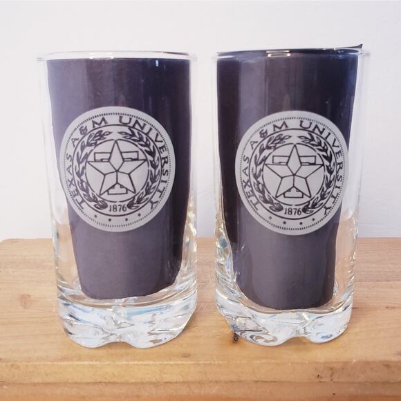 Set of 2 Libbey ~ Texas A&M Aggies ~ Etched Logo Bar Drinking Glass 12 oz - Picture 1 of 8